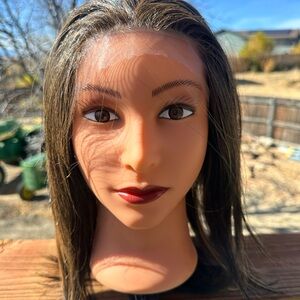 Brown straight highlighted wig